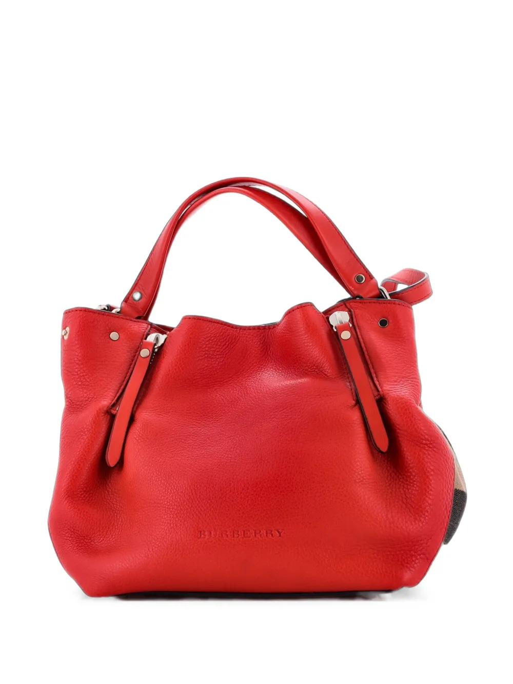 Burberry Pre-Owned Borsa tote media in pelle Maidstone e tela con motivo House Check - Rosso