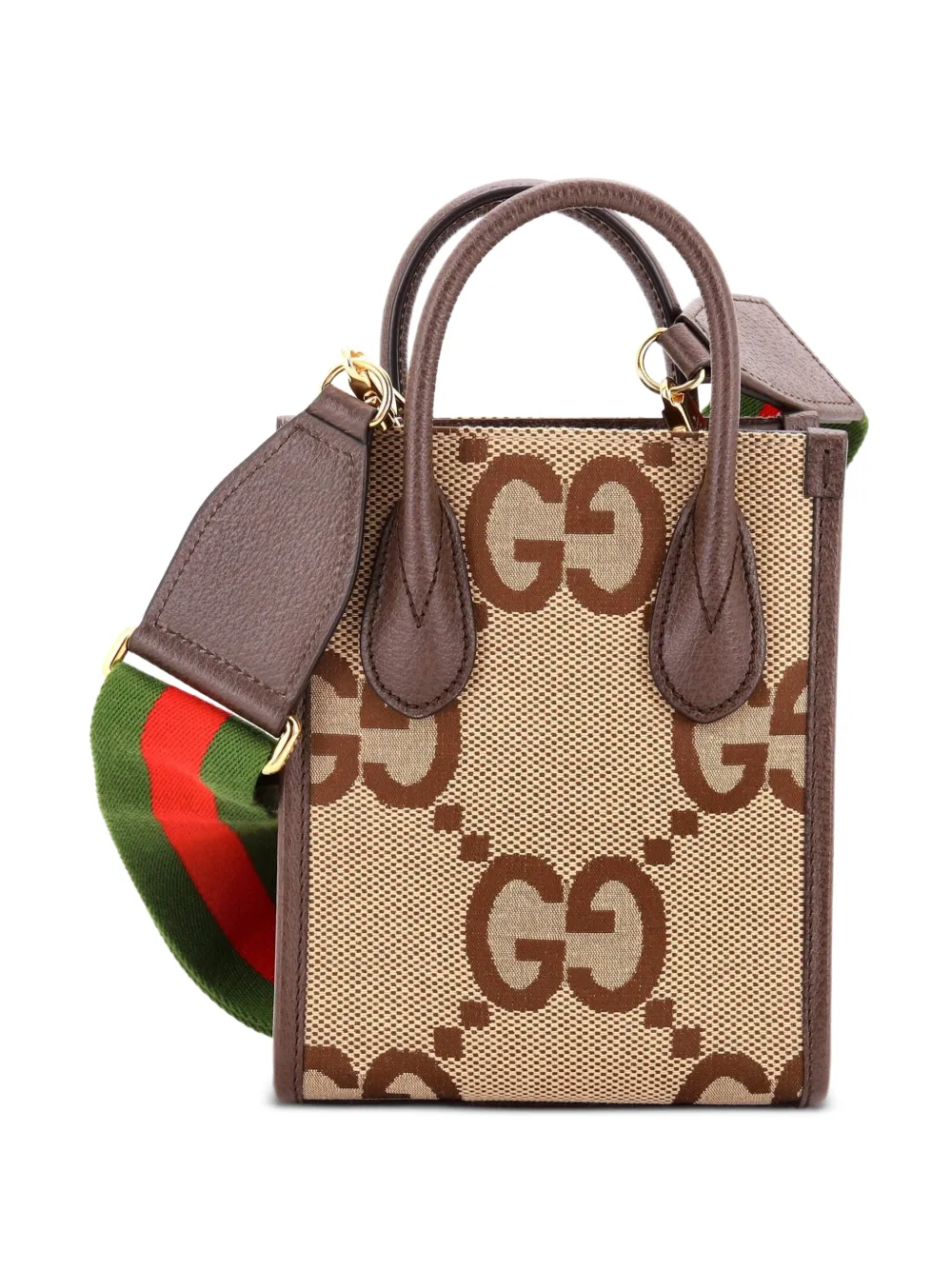 Gucci Pre-Owned Mini Vertical Tote Umhängetasche aus Jumbo GG Canvas - Braun