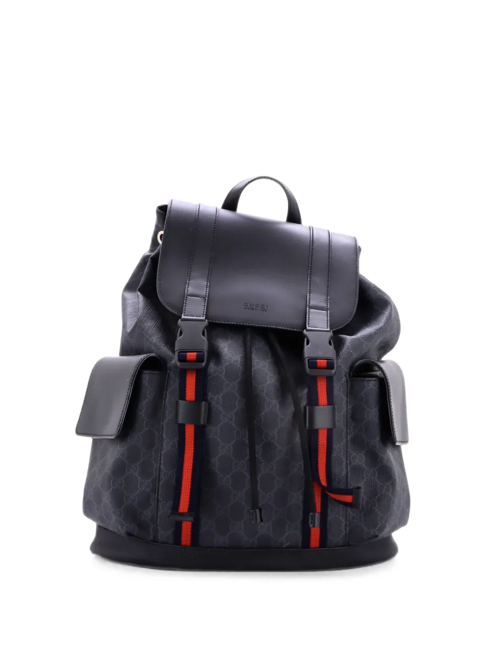 Gucci Pre-Owned Double Pocket Buckle GG Coated Canvas Large backpack - Nero