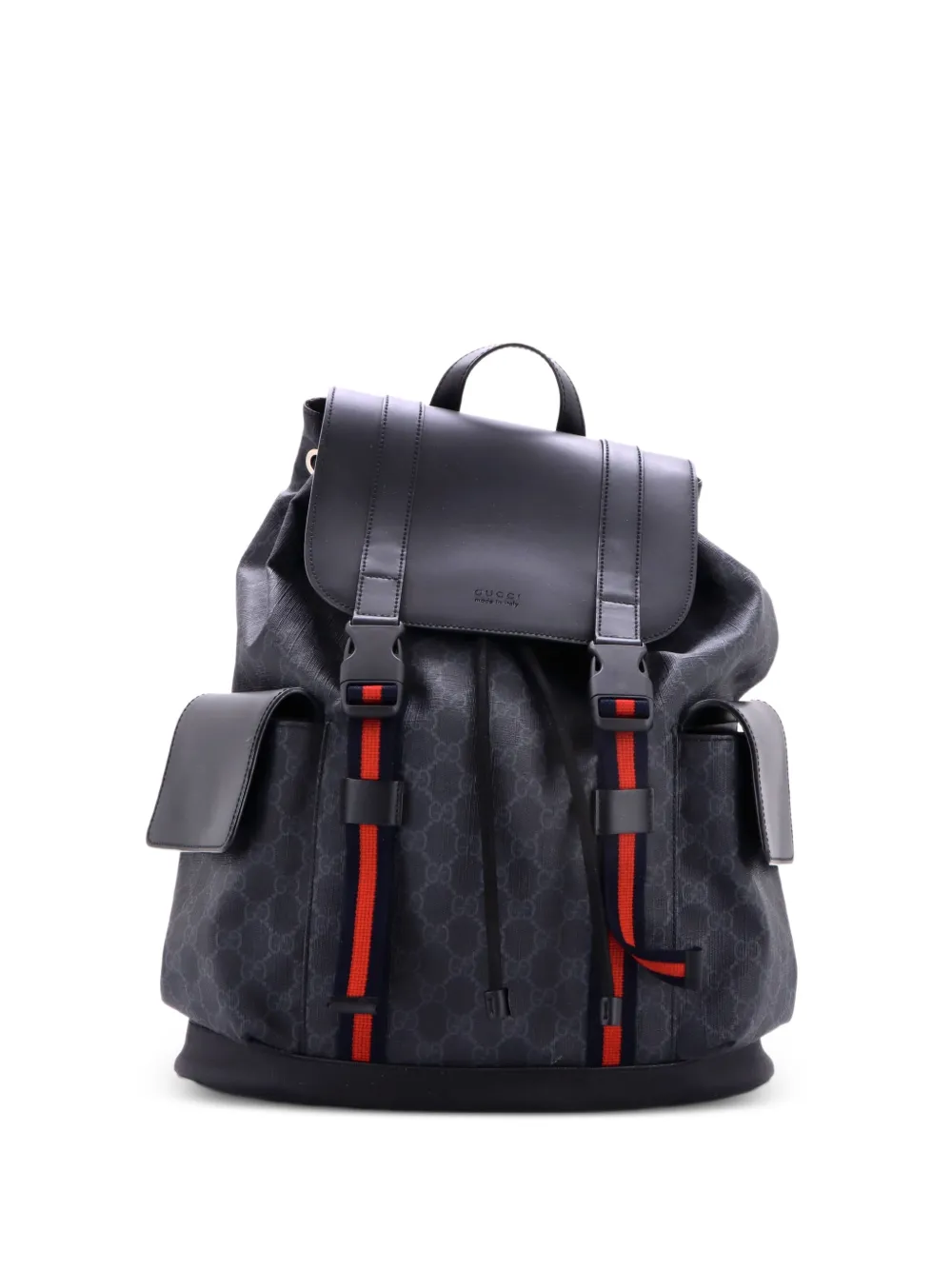 Gucci Pre-Owned Double Pocket Buckle GG Coated Canvas Large backpack in Black