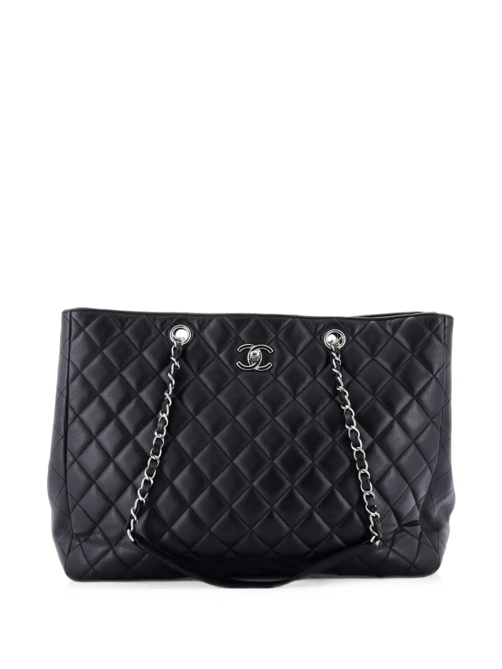 CHANEL Pre-Owned Borsa tote classica CC grande in pelle di vitello trapuntata - Nero