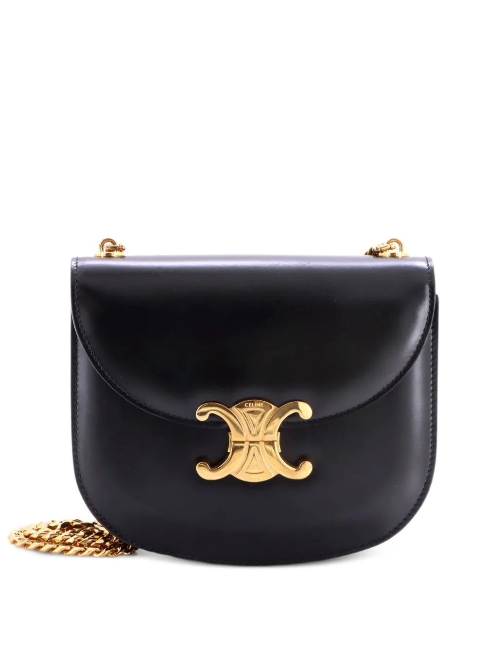 Celine Pre-Owned Triomphe Besace Clea Chain Flap Bag Leather shoulder bag - Nero