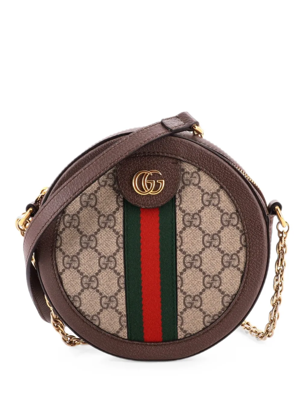 Gucci Pre-Owned Borsa a tracolla Ophidia mini tonda in tela cerata GG - Marrone