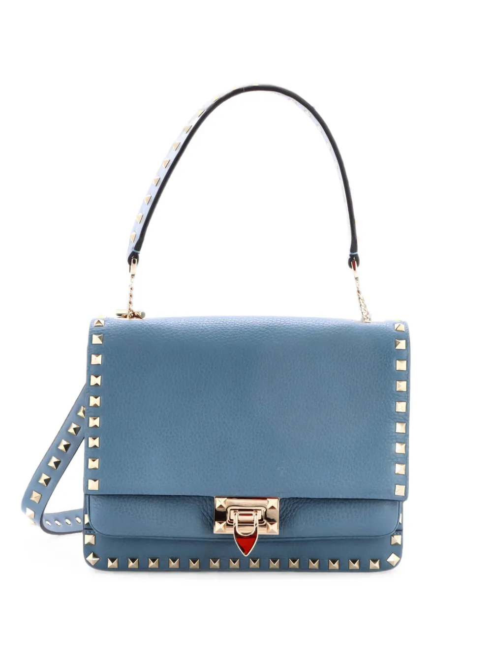Valentino Garavani Pre-Owned Borsa a spalla Rockstud Flip Lock piccola in pelle con battente e manico - Blu