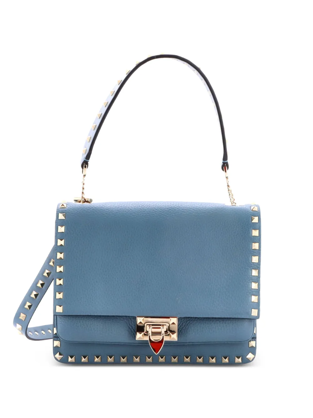 Valentino Garavani Pre-Owned Borsa a spalla Rockstud Flip Lock piccola in pelle con battente e manico - Blu