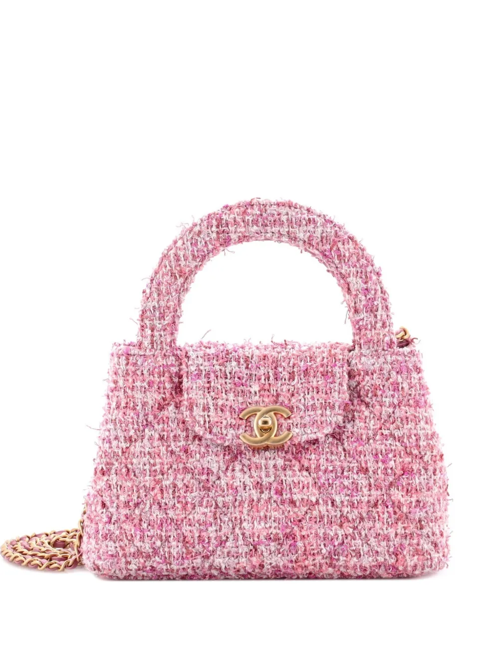 CHANEL Pre-Owned Borsa a tracolla Kelly mini in tweed - Rosa