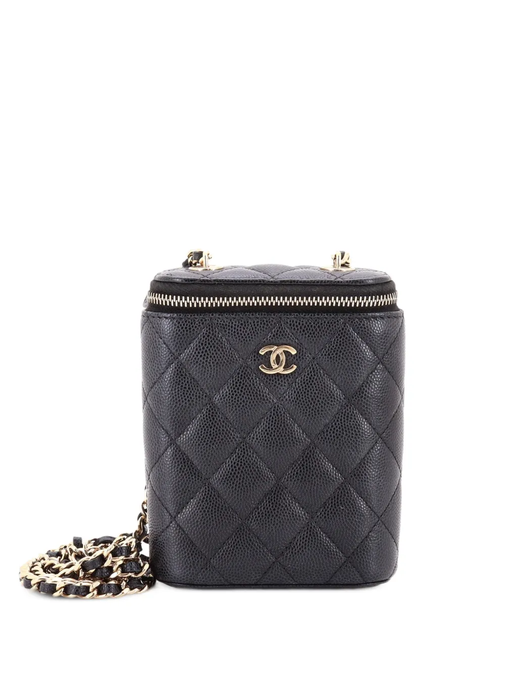 CHANEL Pre-Owned Vertical Classic Vanity Case with Chain Quilted Caviar Small shoulder bag - Nero