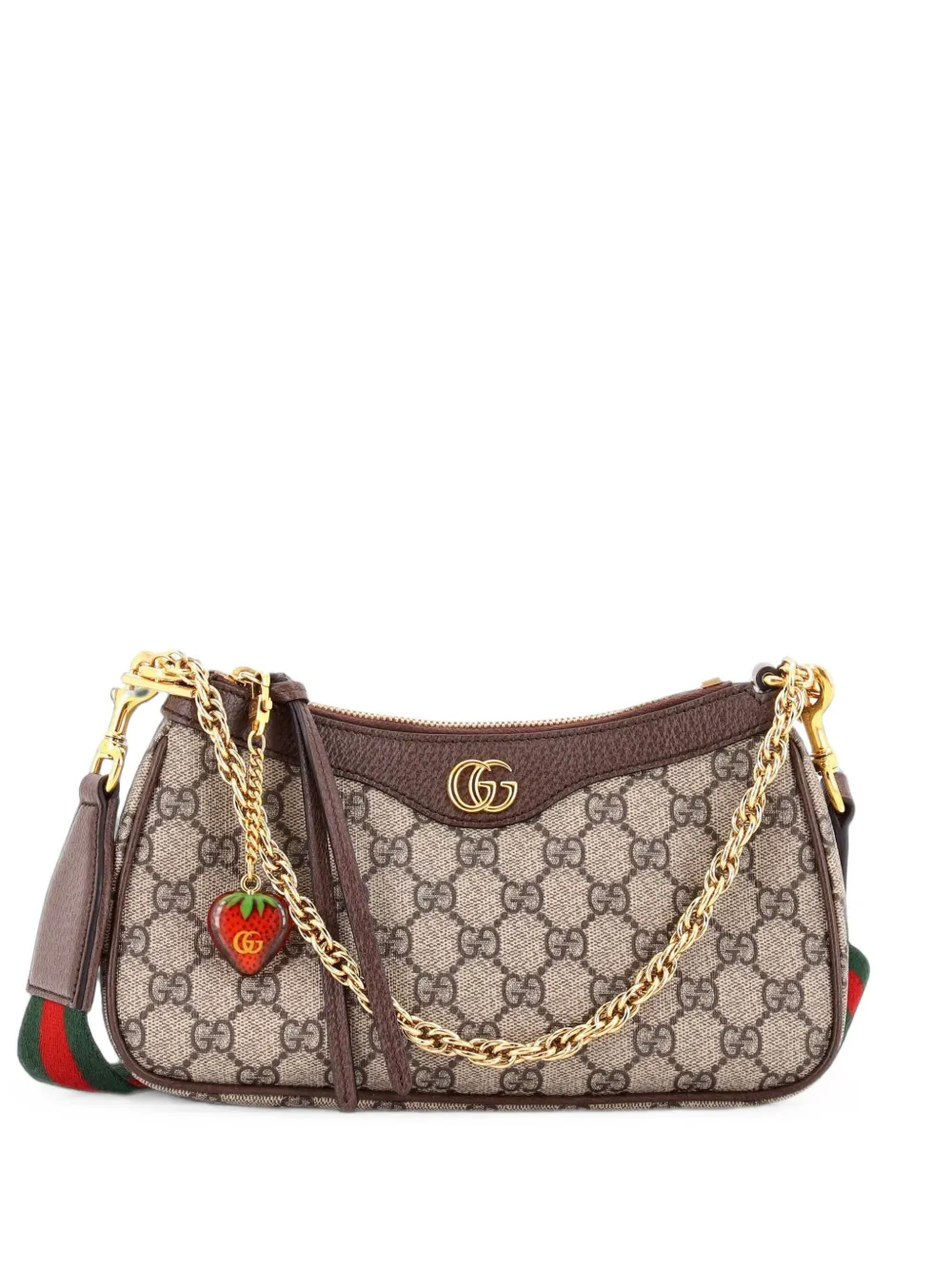 Gucci Pre-Owned Borsa a tracolla Ophidia piccola in tela cerata GG con ciondolo - Marrone