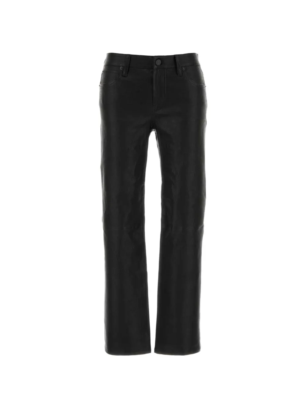 FRAME The Cigarette leather low-rise trousers - Nero
