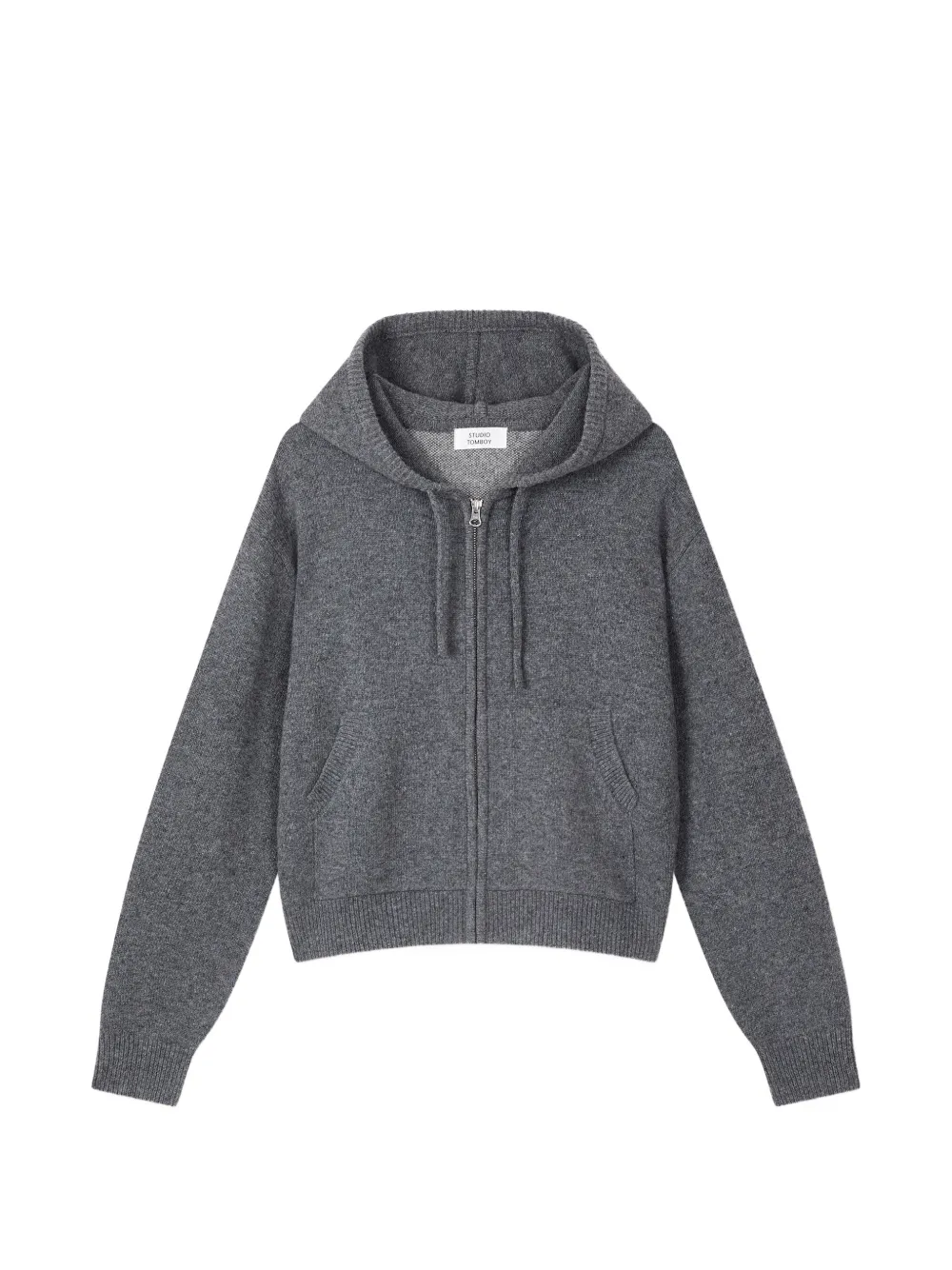 TOMBOY logo-intarsia knit zip-up hoodie