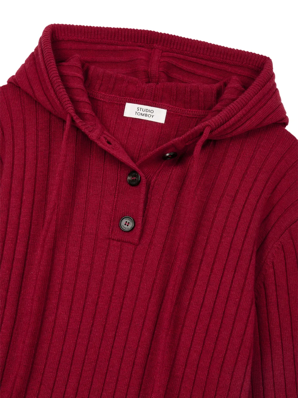 TOMBOY Ribgebreide hoodie Rood