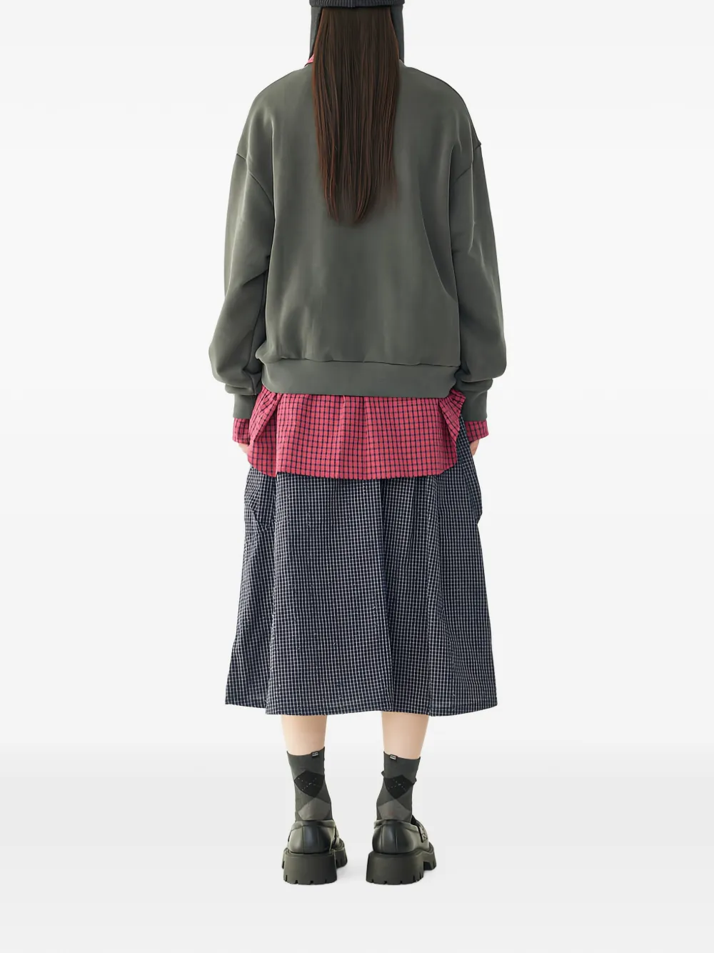 TOMBOY checkered balloon midi skirt Blauw