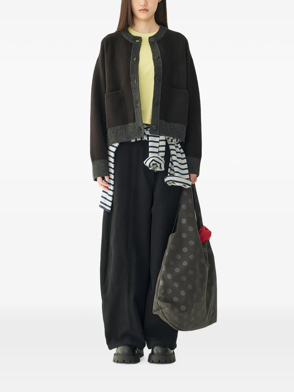 TOMBOY Baggy broek met vlakken Zwart