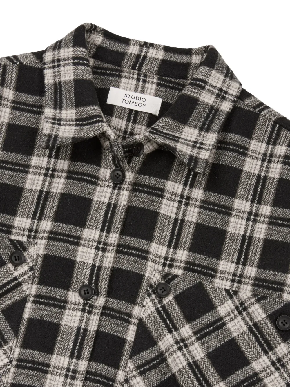 TOMBOY layered-style check-pattern shirt Zwart