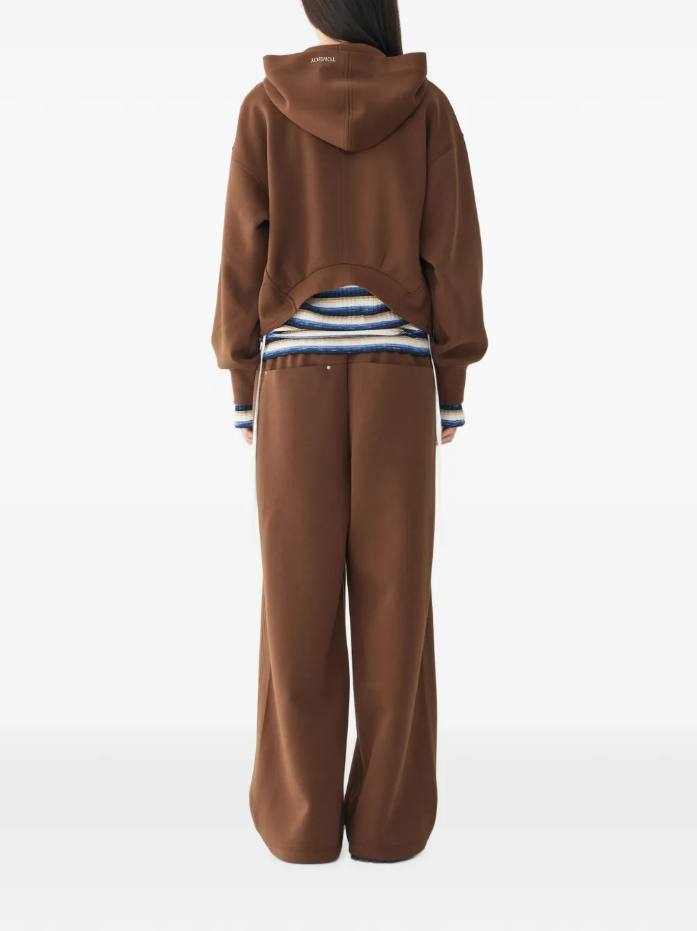 TOMBOY Broek met trekkoordzoom en logo-print Bruin