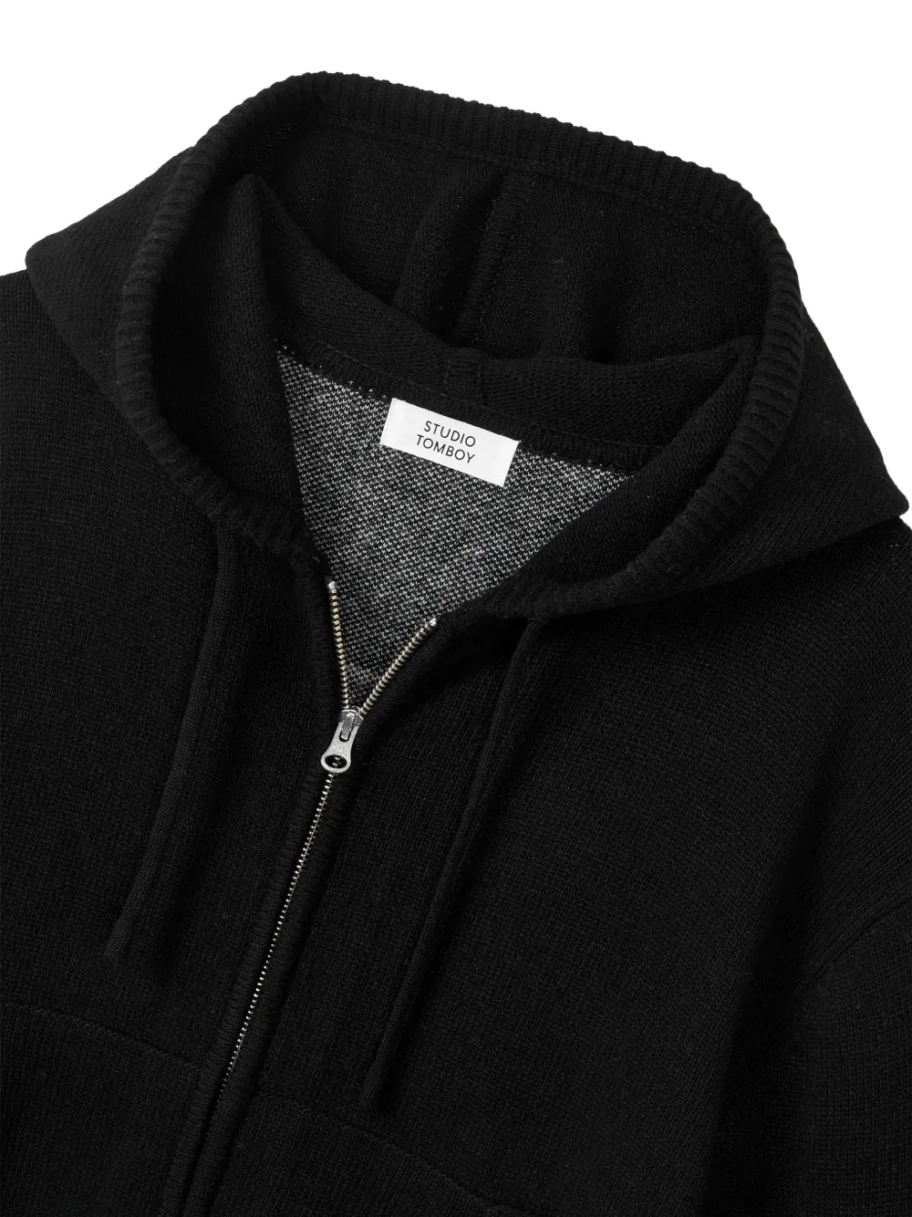 TOMBOY Hoodie met intarsia logo en rits Zwart