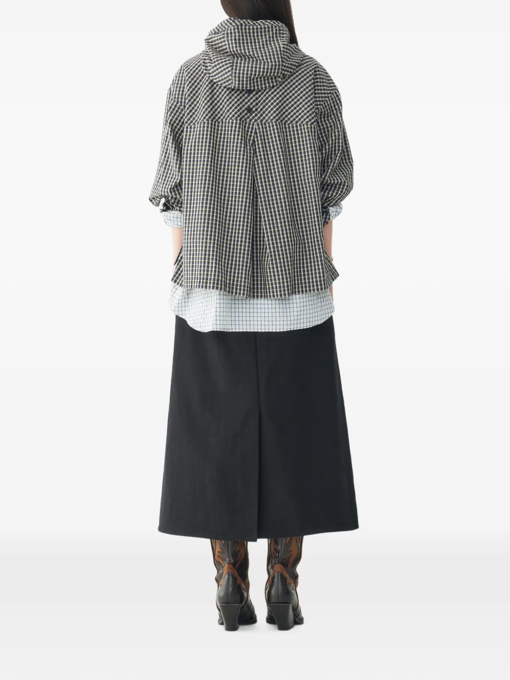 TOMBOY Geruit shirtjack met capuchon Zwart
