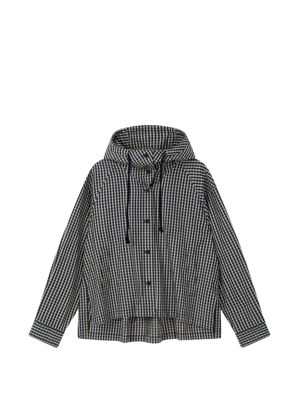 TOMBOY gingham-check hooded shirt jacket