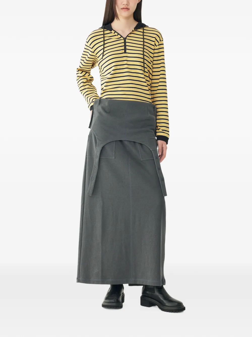 TOMBOY Pinafore maxi-rok met knoopdetail Grijs