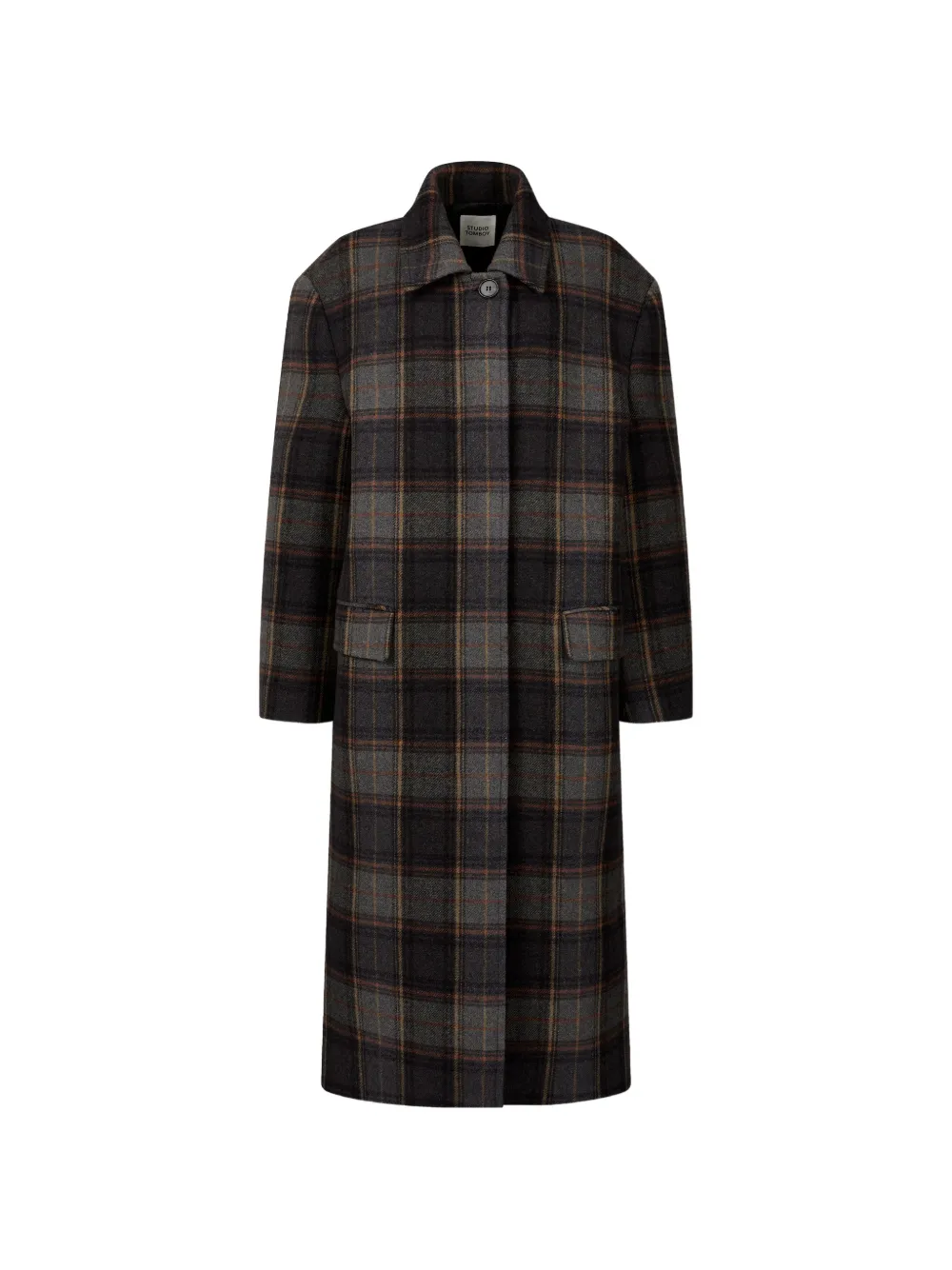 TOMBOY check-pattern long coat - Grey