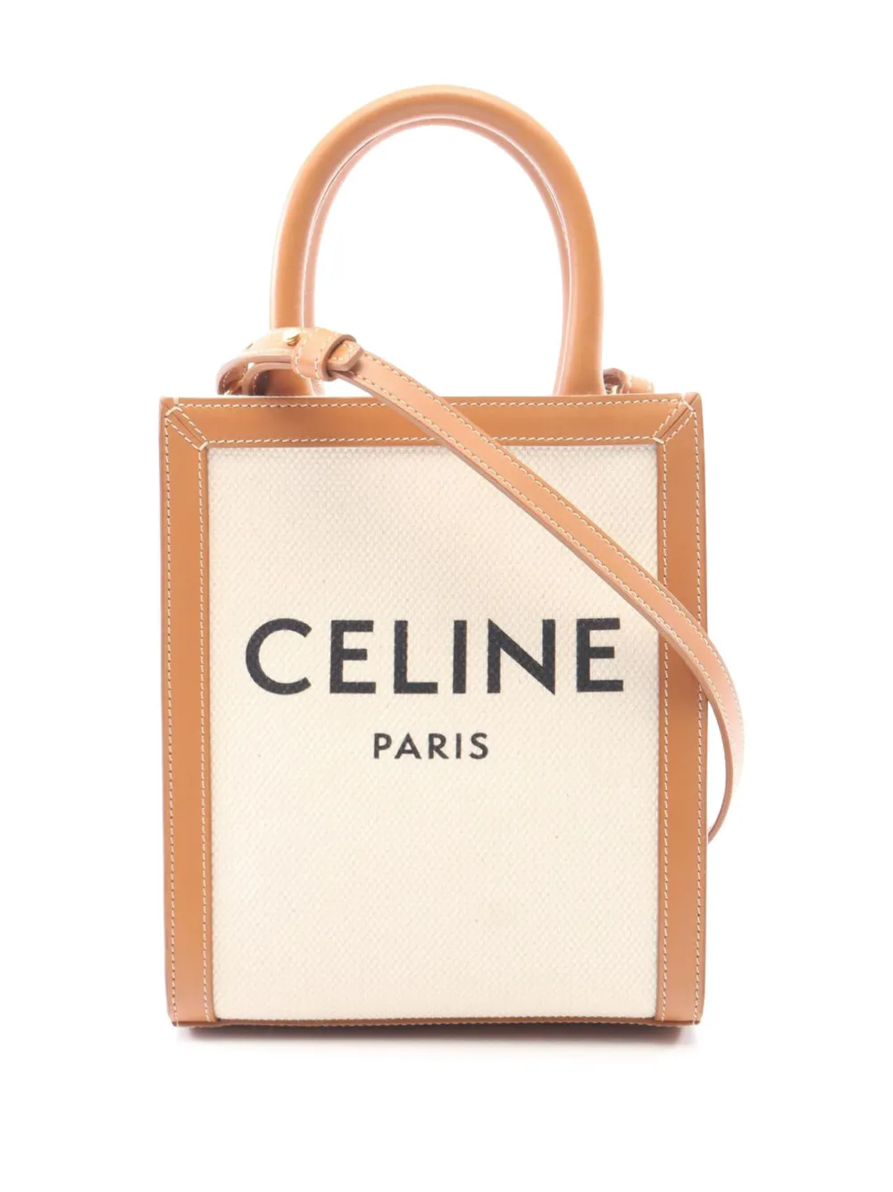 Celine Pre-Owned Borsa tote a tracolla Vertical Cabas mini in tela 2010-2026 - Marrone
