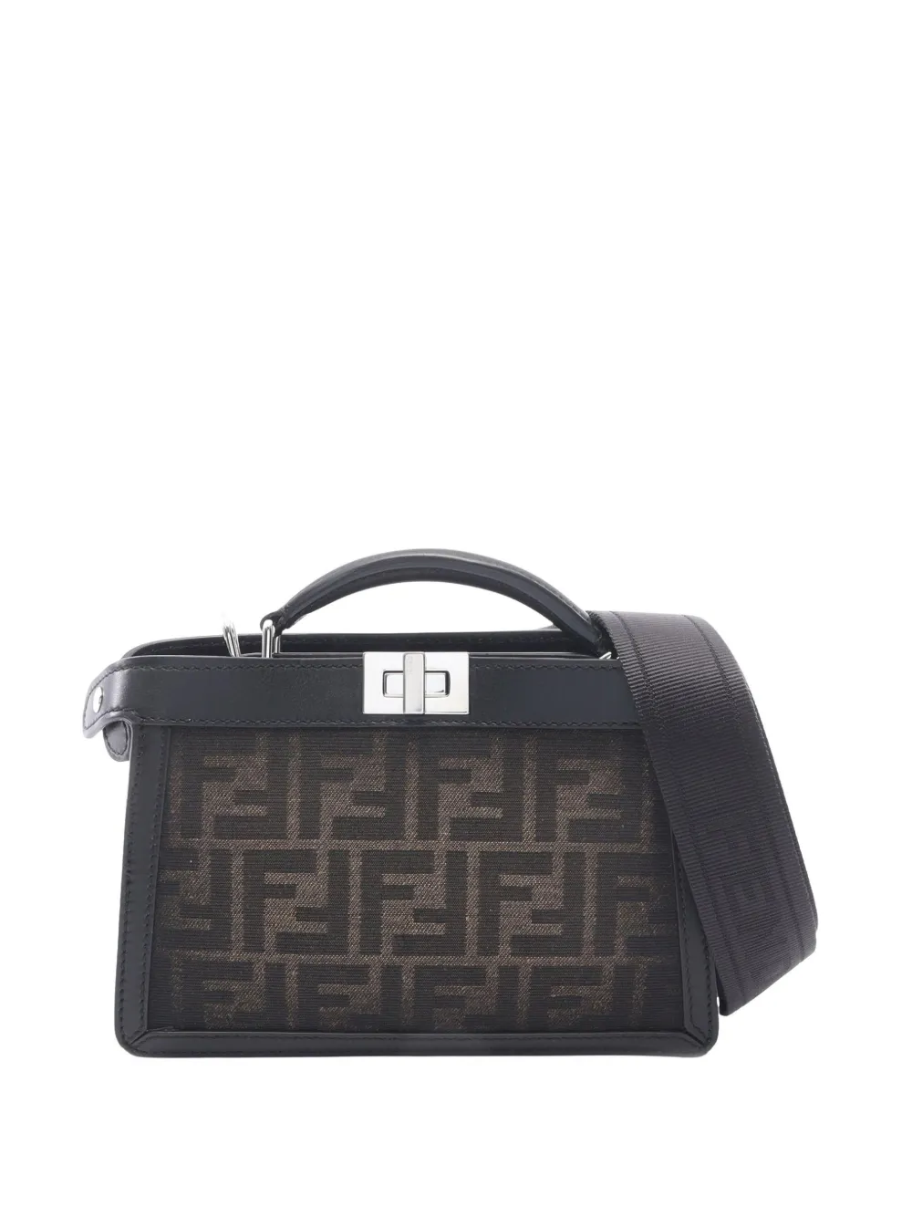 Fendi Pre-Owned Borsa a tracolla Peekaboo Iseeu XCross piccola in tela con motivo Zucca 2010-2026 - Nero