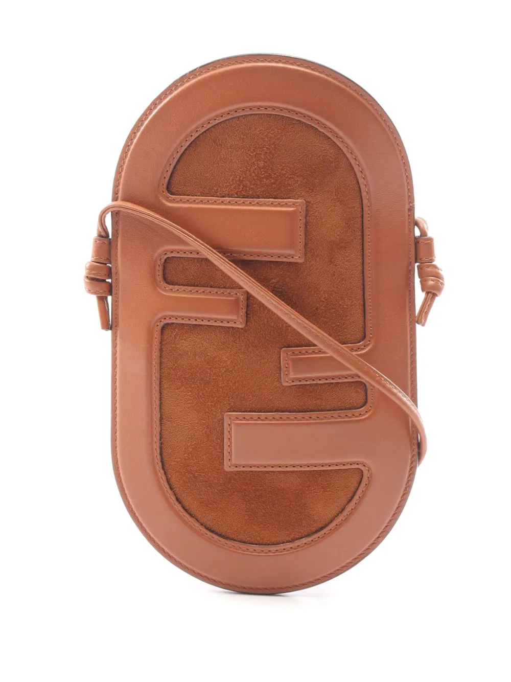 Fendi Pre-Owned 2010-2026 Calfskin and Suede O Lock Phone Holder crossbody bag - Marrone