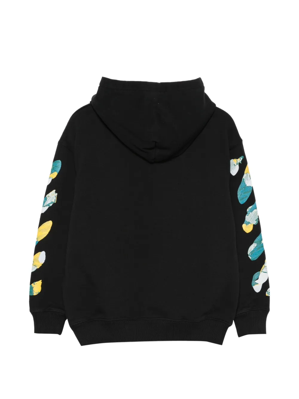 Off-White Kids logo-print Diagonals-print hoodie Zwart