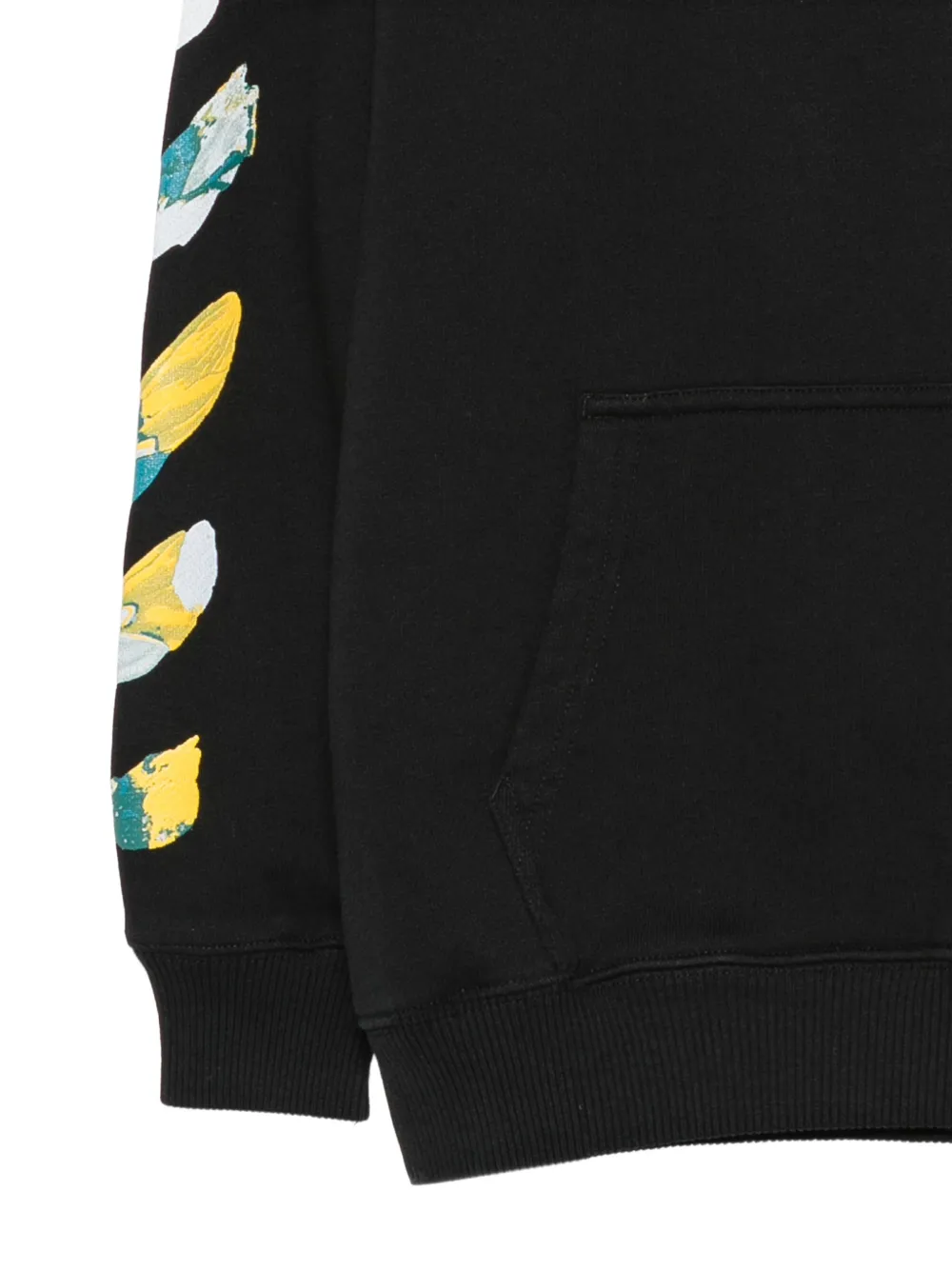 Off-White Kids logo-print Diagonals-print hoodie Zwart