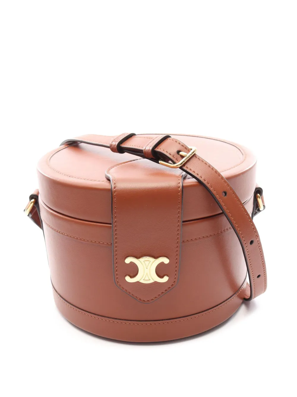 Celine Pre-Owned 2010-2026 Medium Calfskin Triomphe Tambour crossbody bag - Marrone