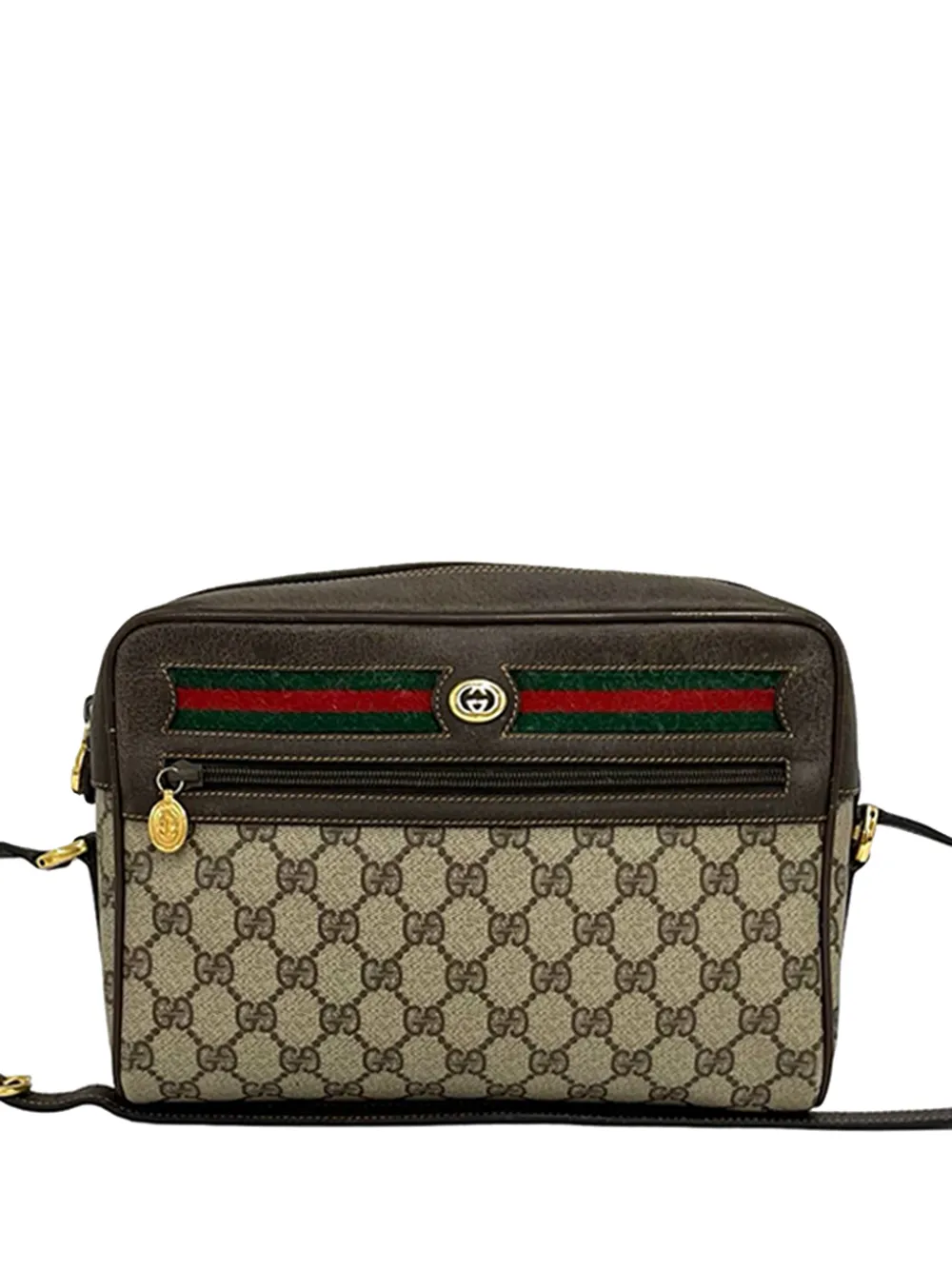 Gucci Pre-Owned Borsa a tracolla in tessuto GG Supreme con decorazione Web XX secolo - Toni neutri
