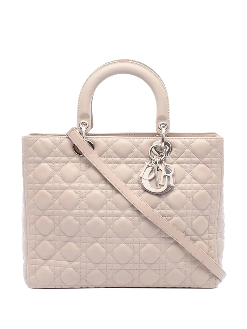 Christian Dior Pre-Owned 2010-2026 große Cannage Lady Dior Satchel-Tasche - Nude