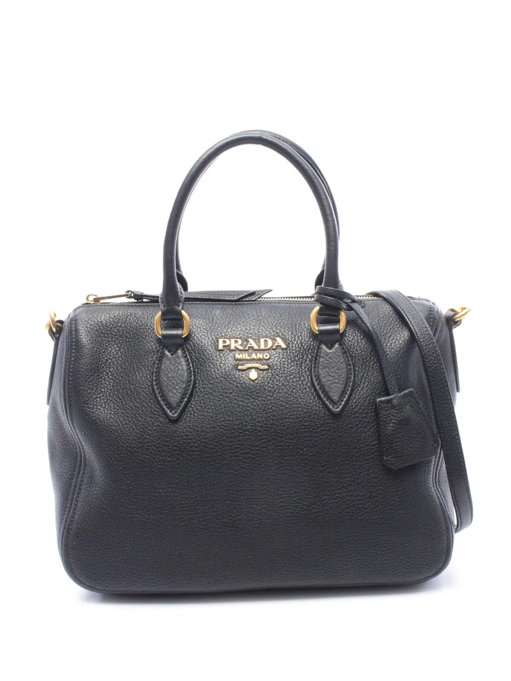 Prada Pre-Owned Borsa a tracolla Vitello Daino con zip 2010-2026 - Nero