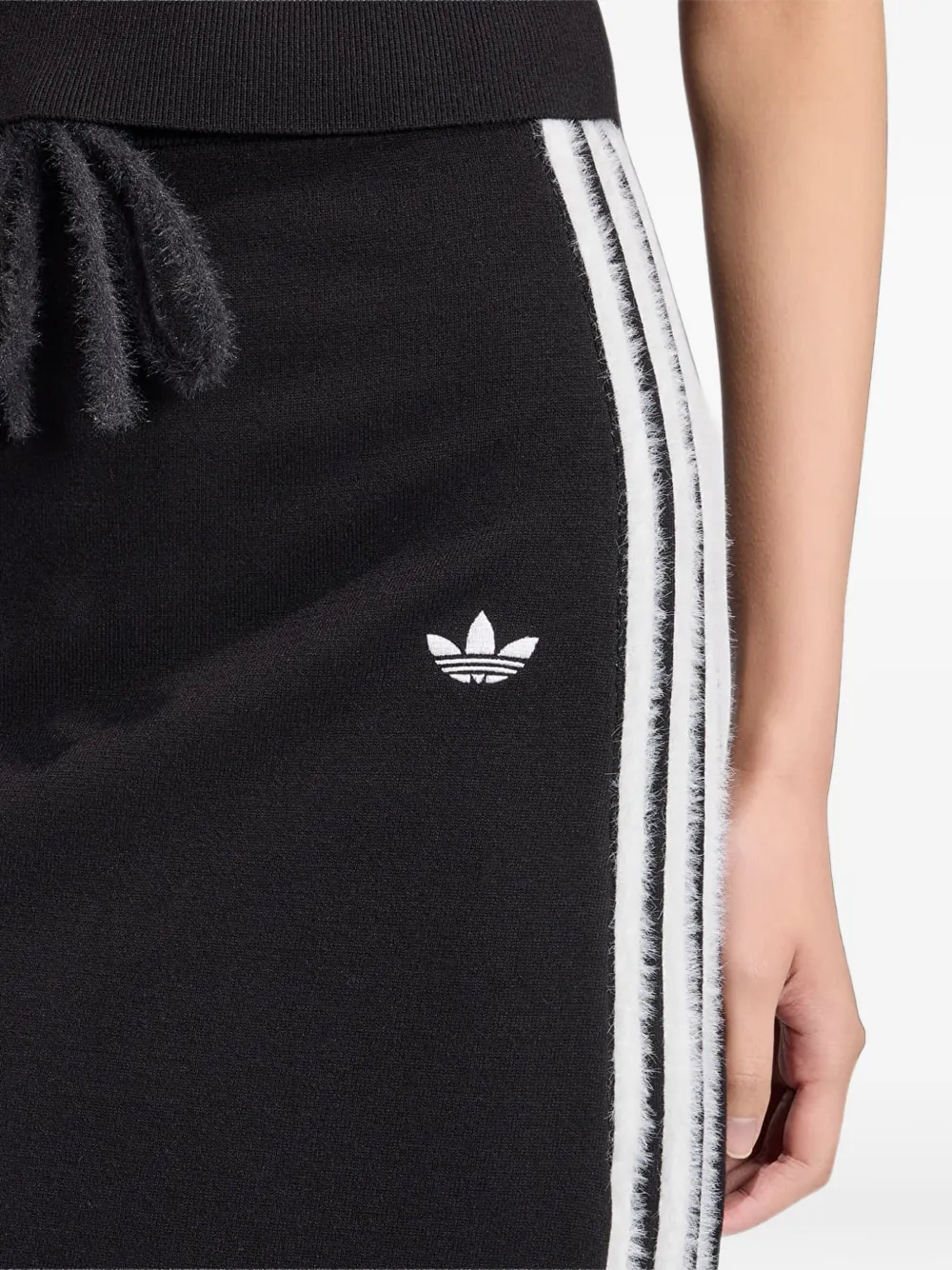 adidas 3-Stripe gebreide midi-rok Zwart