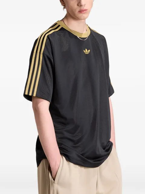 adidas logo-embroidered striped-sleeve T-shirt