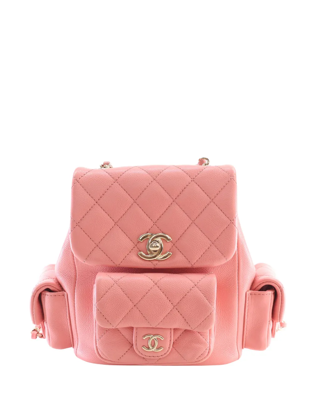 CHANEL Pre-Owned Zaino Duma piccolo in pelle Caviar trapuntata con coulisse e tasche 2021-2026 - Rosa
