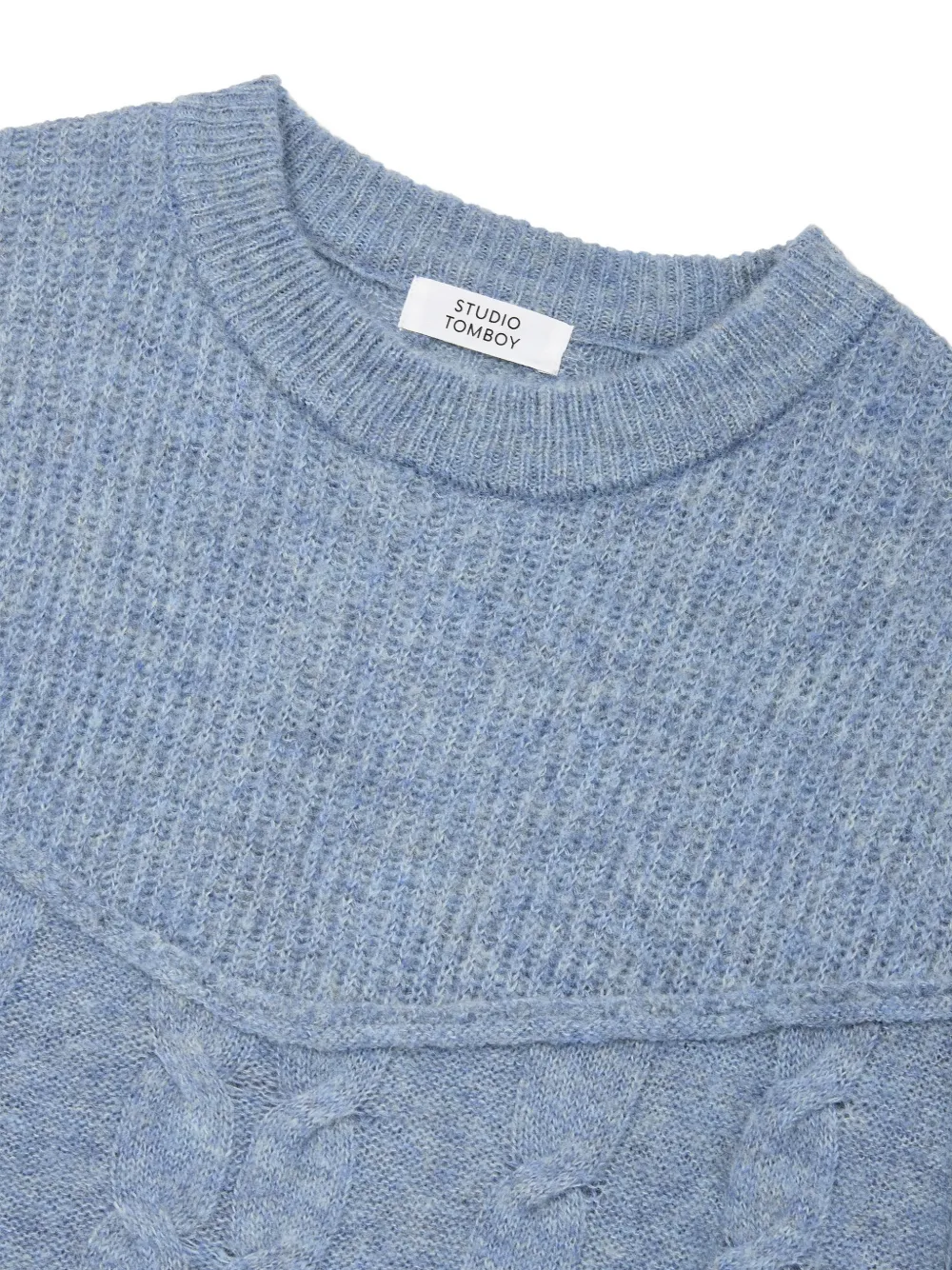TOMBOY cable-knit crew-neck sweater Blauw