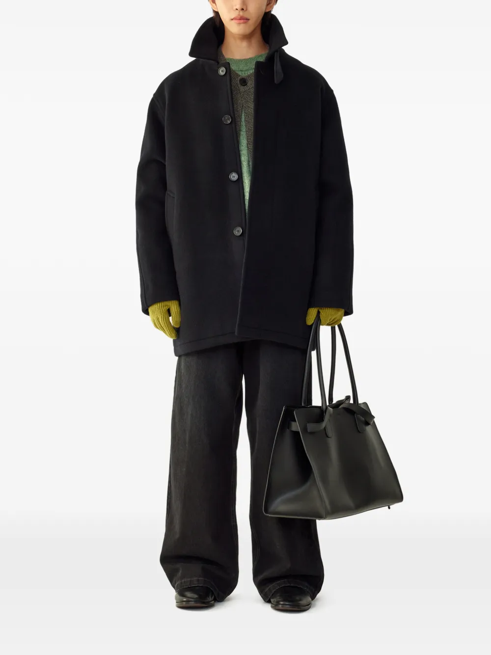 TOMBOY throat-latch single-breasted coat Zwart