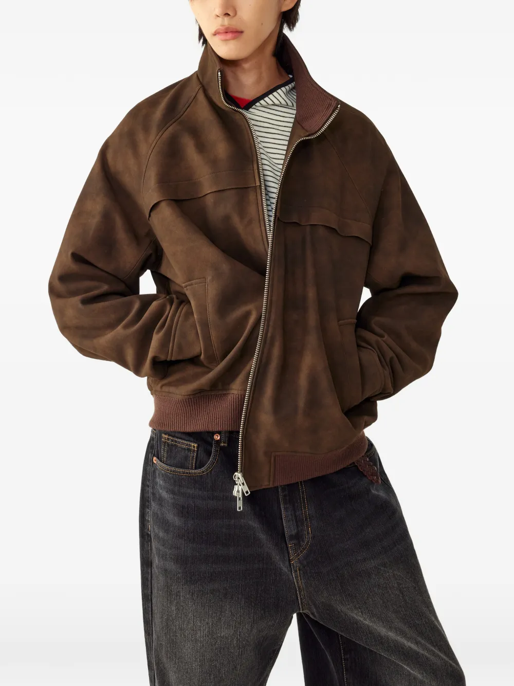TOMBOY zip-up suede-effect jacket Bruin