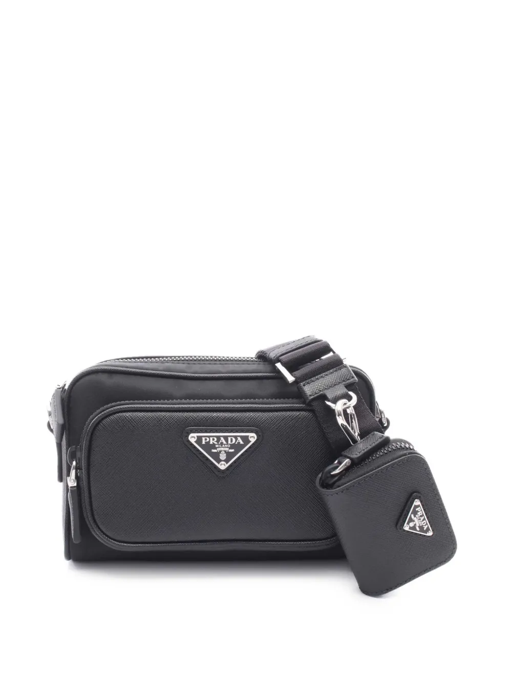 Prada Pre-Owned 2013-2026 Saffiano Trimmed Tessuto crossbody bag - Nero