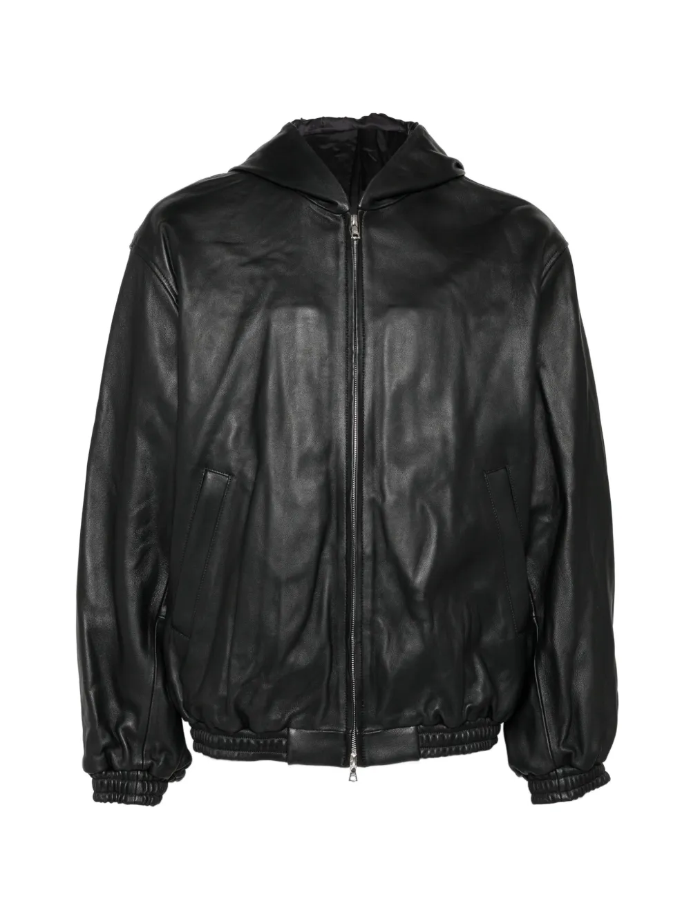 ssstein lamb leather hood jacket