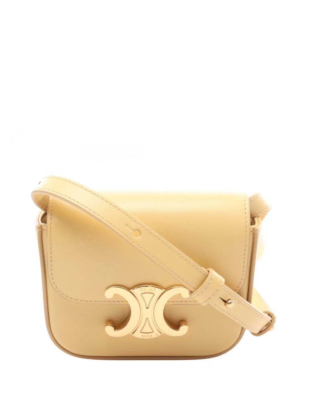 Celine Pre-Owned 2010-2026 Mini Shiny Calfskin Triomphe crossbody bag - Giallo