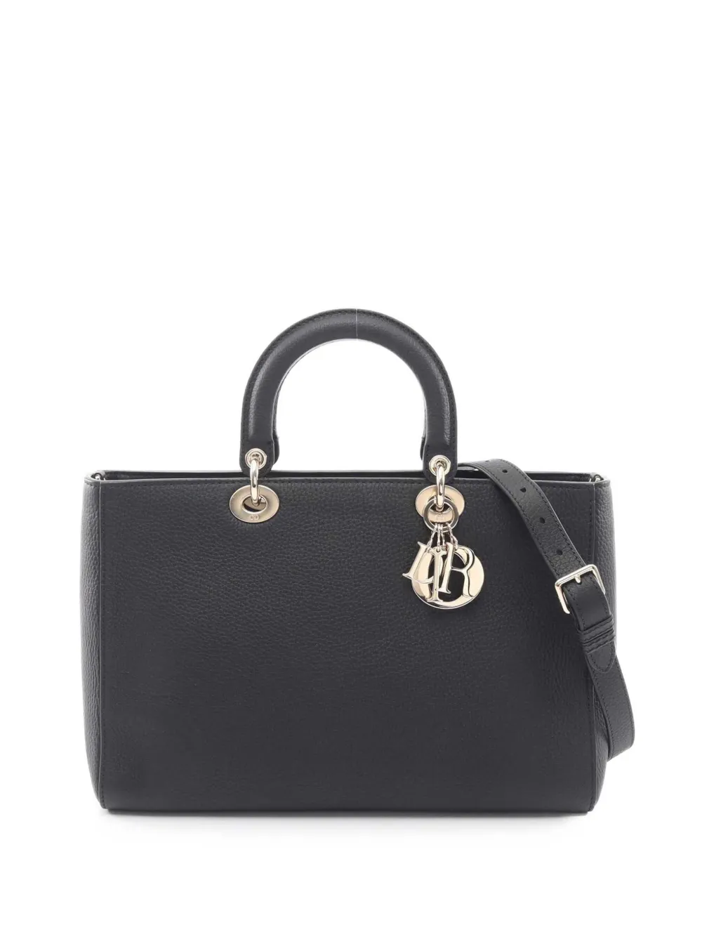Christian Dior Pre-Owned 2000-2026 große Lady D Sire Satchel-Tasche aus gekörntem Kalbsleder - Schwarz