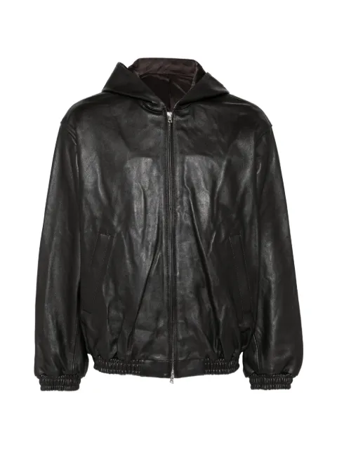 ssstein lamb leather hood jacket