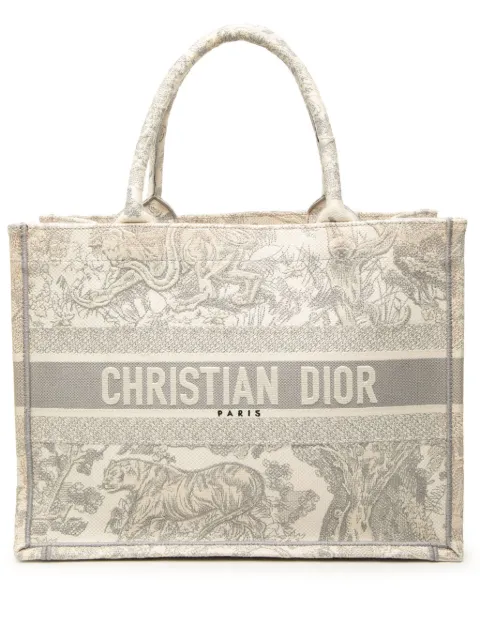 Christian Dior Pre-Owned Dioriviera Toile De Jouy Book 中号帆布刺绣手提包（2020年典藏款）