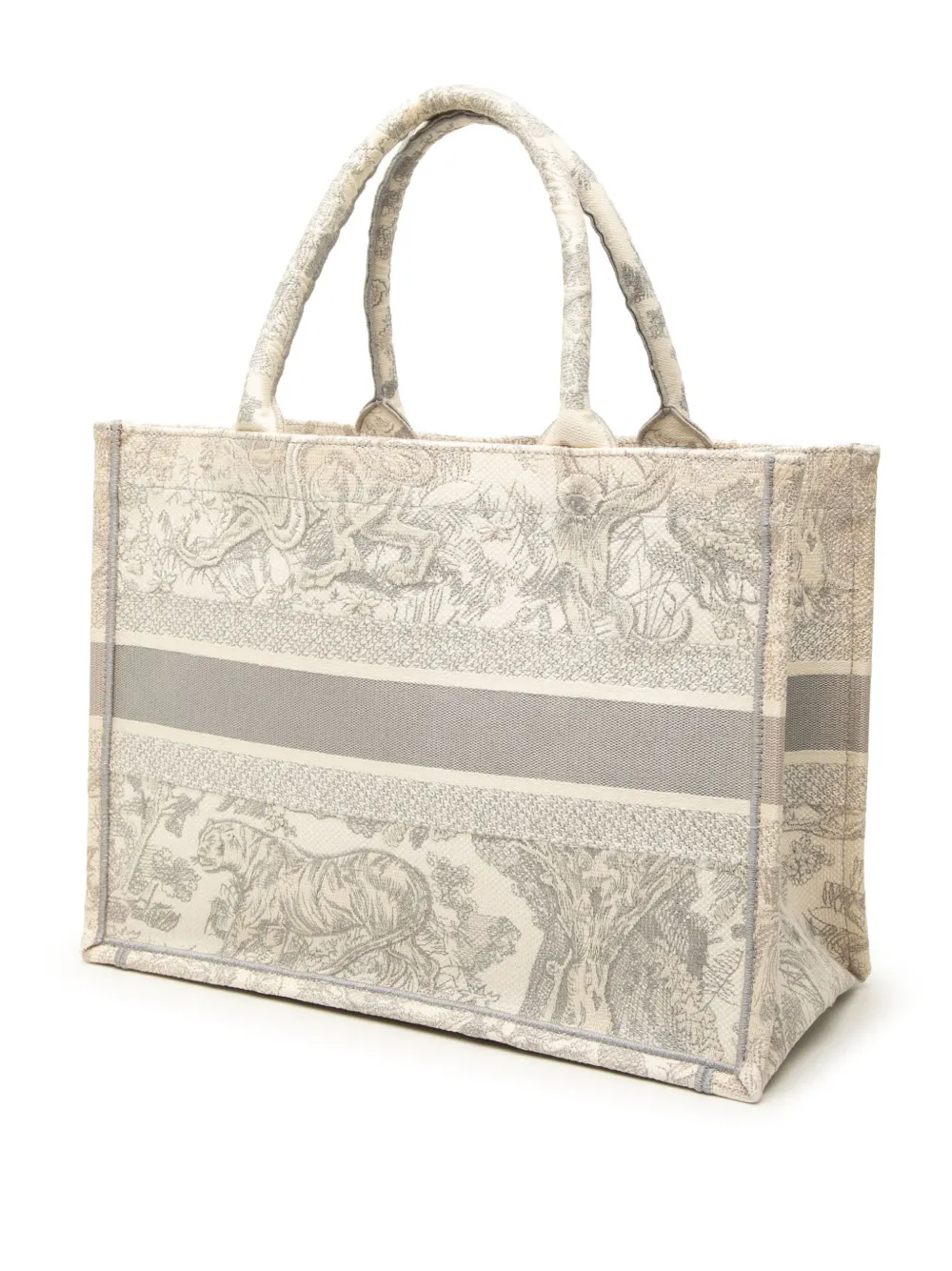 Christian Dior Pre-Owned 2020 medium Dioriviera Toile de Jouy Book canvas shopper met borduurwerk Grijs