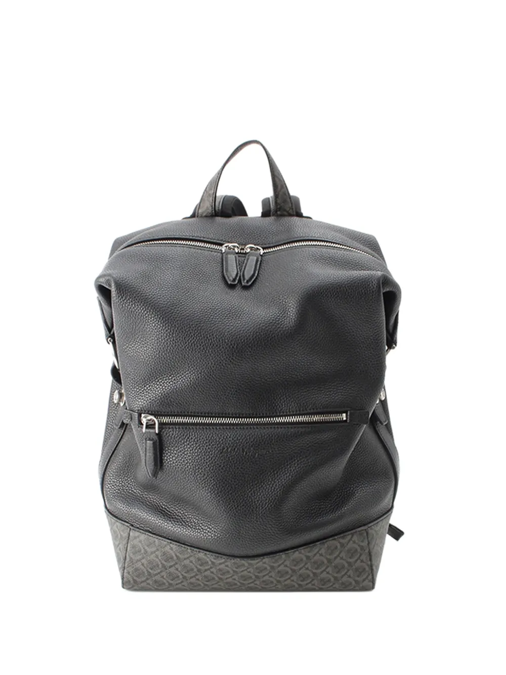 Ferragamo Pre-Owned 2010-2026 Gancini Coated Canvas Trimmed Leather backpack - Nero
