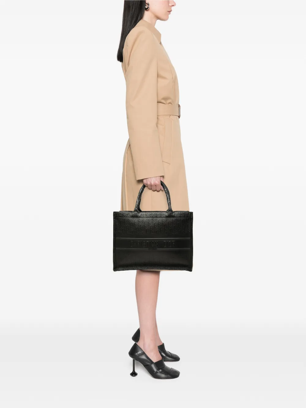 Christian Dior Pre-Owned 2019 medium Oblique leren Book shopper met reliëf Zwart