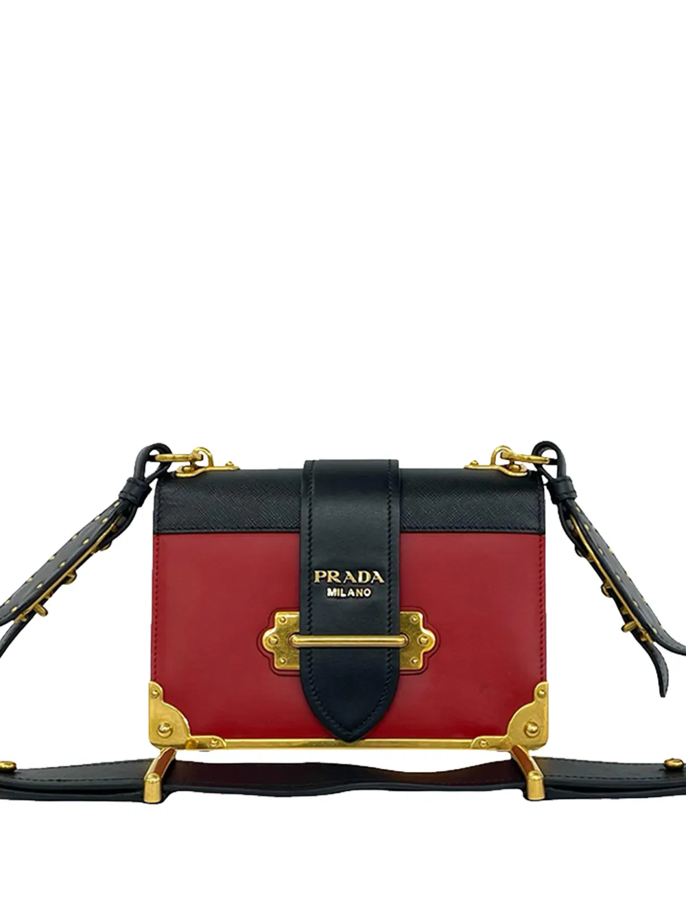 Prada Pre-Owned 2010-2026 Cahier City Calf Saffiano crossbody bag - Rosso
