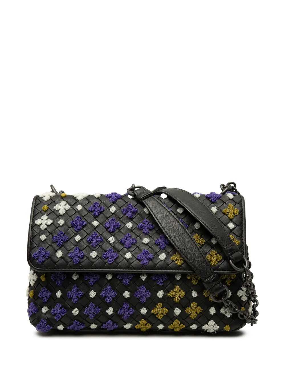 Bottega Veneta Pre-Owned 2012-2026 Small Multicolor Embroidered Nappa Intrecciato Olimpia shoulder bag - Nero